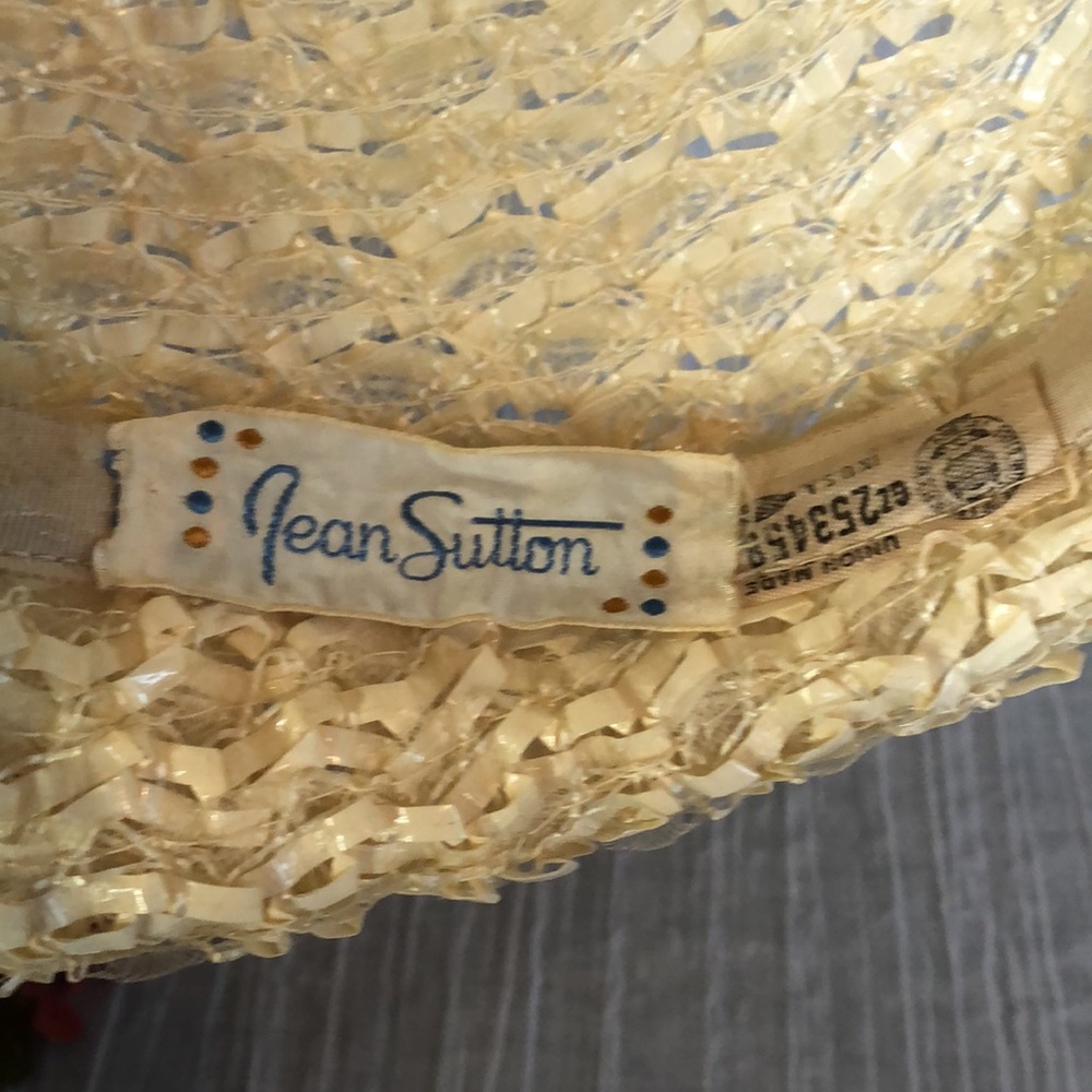 Vintage cream Jean Sutton beret woven womans hat with large front bow - Picture 8 of 10
